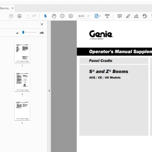 Genie S & Z Booms AUS  CE  UK Models Operator's Manual (Supplement) - PDF
