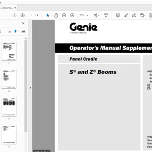 Genie S & Z Booms Panel Cradle Operator's Manual (Supplement) PDF