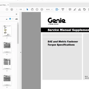 Genie SAE and Metric Fastener Torque Specifications Service Manual - PDF