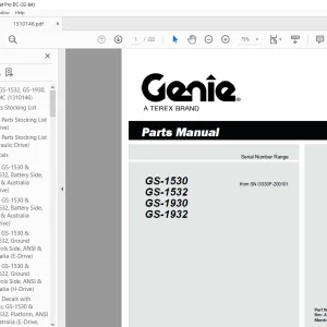 Genie Scissors Lift GS-1530 GS-1532 GS-1930 GS-1932 Parts Manual
