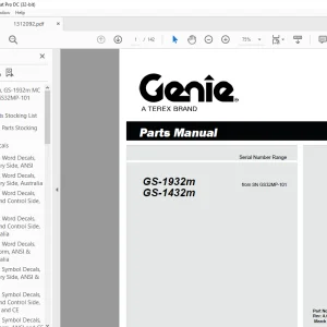 Genie Scissors Lift GS-1932m GS-1432m Parts Manual 1312092GT