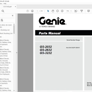 Genie Scissors Lift GS-2032 GS-2632 GS-3232 Parts Manual 1310145GT