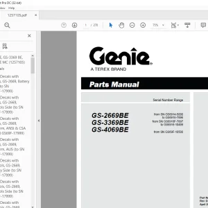 Genie Scissors Lift GS-2669BE GS-3369BE GS-4069BE Parts Manual 1257105GT