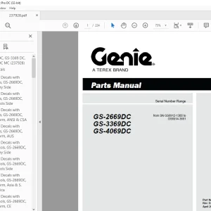 Genie Scissors Lift GS-2669DC GS-3369DC GS-4069DC Parts Manual PDF