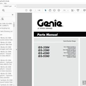 Genie Scissors Lift GS-3384 GS-3390 GS-4390 GS-5390 Parts Manual 1260677GT
