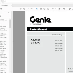 Genie Scissors Lift GS-3390 GS-5390 Parts Manual 214675GT