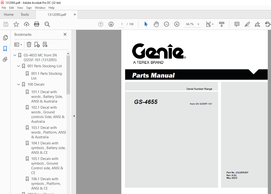 Genie Scissors Lift GS-4655 Parts Manual 1312093GT PDF - HeyDownloads ...