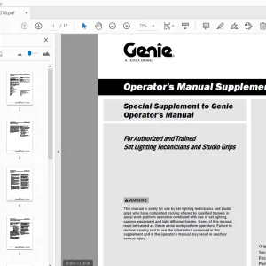 Genie Special Supplement Operator's Manual 1314078 - PDF DOWNLOAD