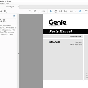 Genie Telehandler GTH-3007 Parts Manual 645039 PDF