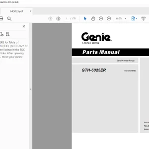Genie Telehandler GTH-6025ER Parts Manual 645023