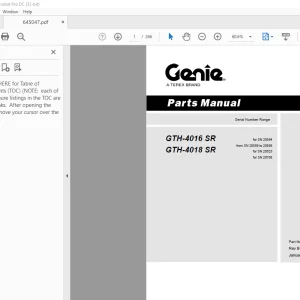 Genie Telehandlers GTH-4016 SR GTH-4018 SR Parts Manual 645047 - PDF DOWNLOAD