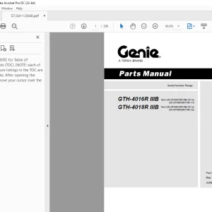 Genie Telehandlers GTH-4016R IIIB GTH-4018R IIIB Parts Manual 57.0411 PDF