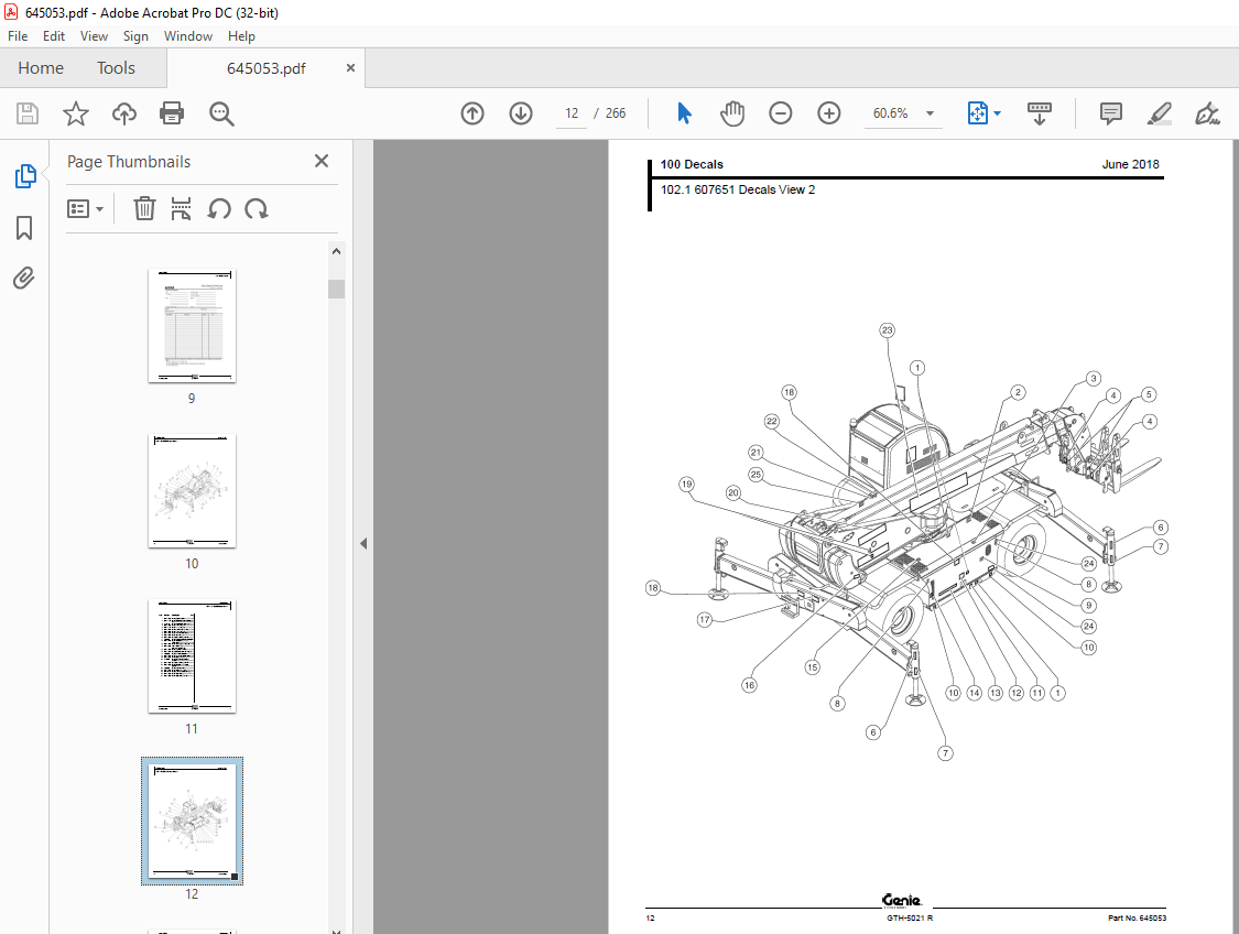 Genie Telehandlers GTH-5021 R Parts Manual 645053 - PDF DOWNLOAD ...