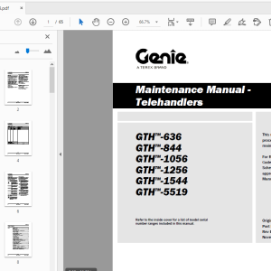 Genie Telehandlers GTH-636 GTH-844 GTH-1056 GTH-1256 GTH-1544 GTH-5519 ...
