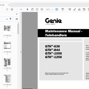 Genie Telehandlers GTH-636 GTH-844 GTH-1056 GTH-1256 Maintenance Manual - PDF