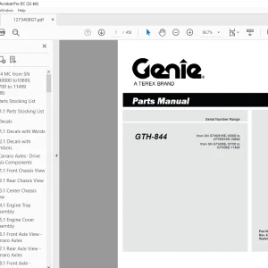 Genie Telehandlers GTH-844 Parts Manual 1273408GT - PDF DOWNLOAD