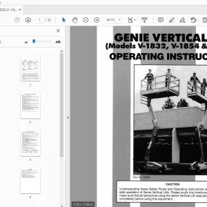 Genie V-1832,V-1854 & V-2470 Vertical Lift Operating Instructions Manual 20955 - PDF