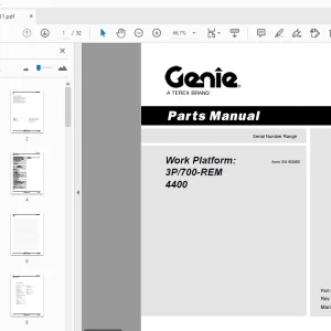 Genie Work Platform:3P/700-REM 4400 Parts Manual 645031 - PDF DOWNLOAD