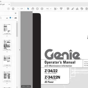 Genie Z-3422 Z-3422N DC Power Operation & Maintenance Manual 82597 PDF