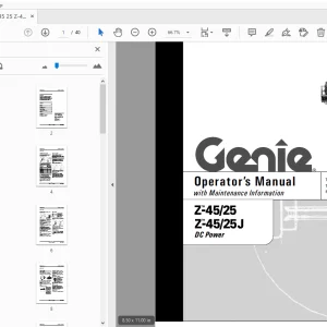 Genie Z-45/25 Z-45/25J DC Power Operator's Manual 110016 - PDF DOWNLOAD