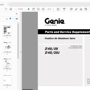 Genie Z-45/25 Z-45/25J Positive Air Shutdown Valve Parts & Service Manual - PDF