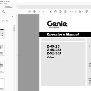 Genie Z-45/25 Z-45/25J Z-45/30J IC Power Operator's Manual 1258825
