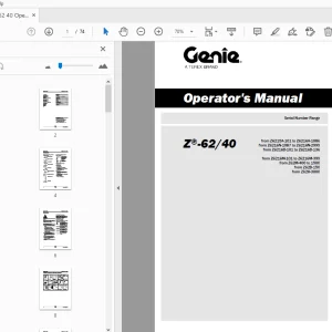 Genie Z-62/40 Operator's Manual 1257653 - PDF DOWNLOAD