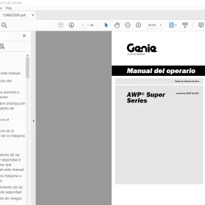 Genie lift AWP Super Series Manual del operario 1298033