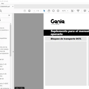 Genie lift Bloqueo de transporte OCTL Suplemento para el manual del operario