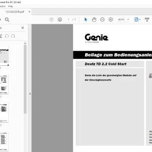 Genie lift Deutz TD 2.2  Bedienungsanleitung Manual PDF