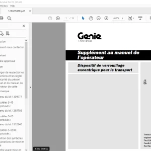Genie lift Dispositif de verrouillage excentrique pour le transport Supplément au manuel de l’opérateur