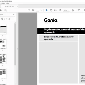 Genie lift Estructura de protección del operario Suplemento para el manual del operario