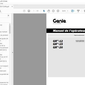 Genie lift GR-12 GR-15 GR-20 Manuel de l’opérateur 1297723