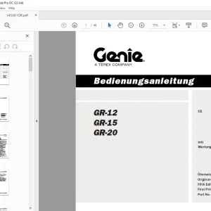 Genie lift GR-12GR-15GR-20 Bedienungsanleitung 145361 PDF