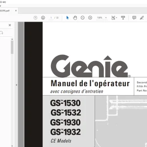 Genie lift GS-1530 GS-1532 GS-1930 GS-1932 Manuel de l`Operateur