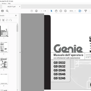 Genie lift GS-2032 GS-2632 GS-2046 GS-2646 GS-3246 Manuale dell'operatore 46281