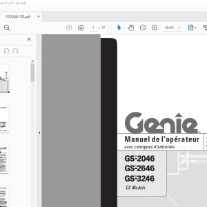 Genie lift GS-2046 GS-2646 GS-3246 Manuel de l`Operateur 1000061