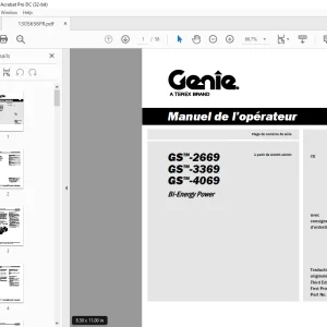 Genie lift GS-2669 GS-3369 GS-4069 Manuel de l’opérateur 1305656
