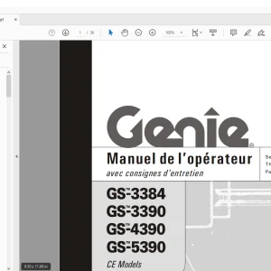 Genie lift GS-3384 GS-3390 GS-4390 GS-530 Manuel de l’opérateur 82828