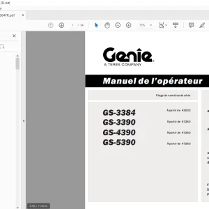 Genie lift GS-3384 GS-3390 GS-4390 GS-5390 Manuel de l’opérateur 133564