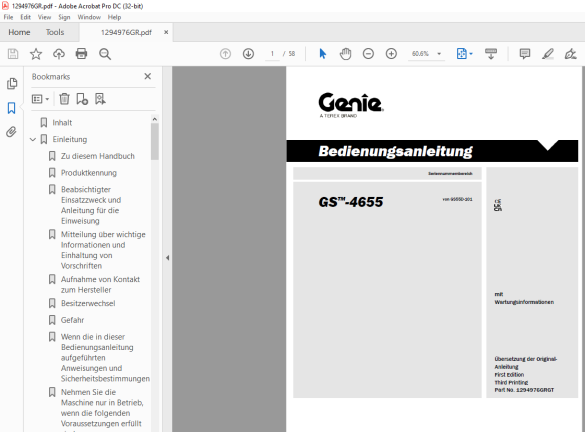 Genie lift GS-4655 Bedienungsanleitung 1294976 - PDF DOWNLOAD ...