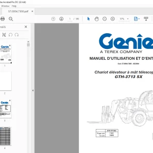 Genie lift GTH-3713 SX MANUEL D’UTILISATION ET D’ENTRETIEN PDF