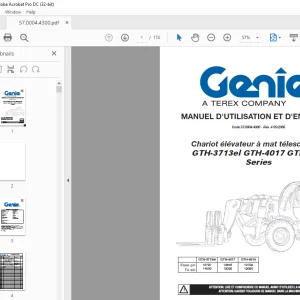 Genie lift GTH-3713el GTH-4017 GTH4514 Series MANUEL D'UTILISATION ET D'ENTRETIEN