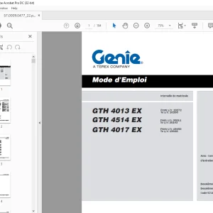 Genie lift GTH 4013 EX GTH 4014 EX GTH 4017 EX Mode d'Emploi