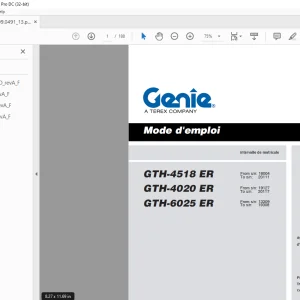 Genie lift GTH-4518 ER GTH-4020 ER GTH-6025 ER Mode d’Emploi