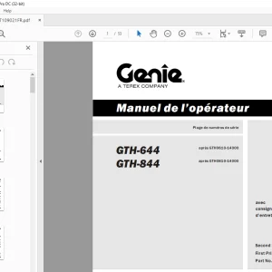 Genie lift GTH-644 GTH-844 Manuel de l'opérateur T109021