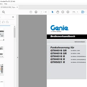 Genie lift GTH4016 SR GTH4018 SR GTH4016 R GTH4018 R GTH5021 R Bedienerhandbuch