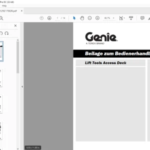 Genie lift Lift Tools Access Deck Beilage zum Bedienerhandbuch 1292178