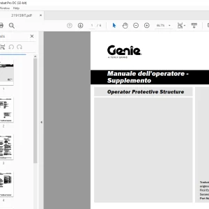 Genie Operator Protective Structure Manual Supplement 219159 (Italian)