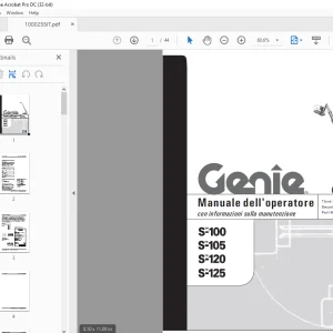 Genie lift S-100 S-105 S-120 S-125 Manuale dell'operatore 1000255 PDF